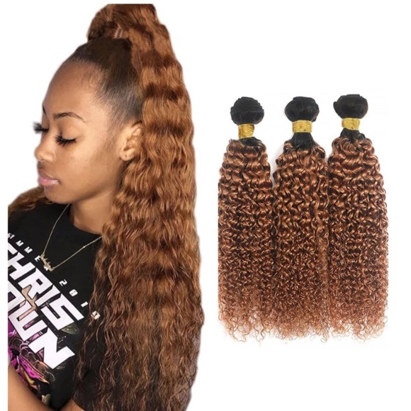 Ombre Brown Bundles 1B30 Curly Wave Bundles Ombre Two Tone 26 Inch Track Hair - Picture 2 of 10
